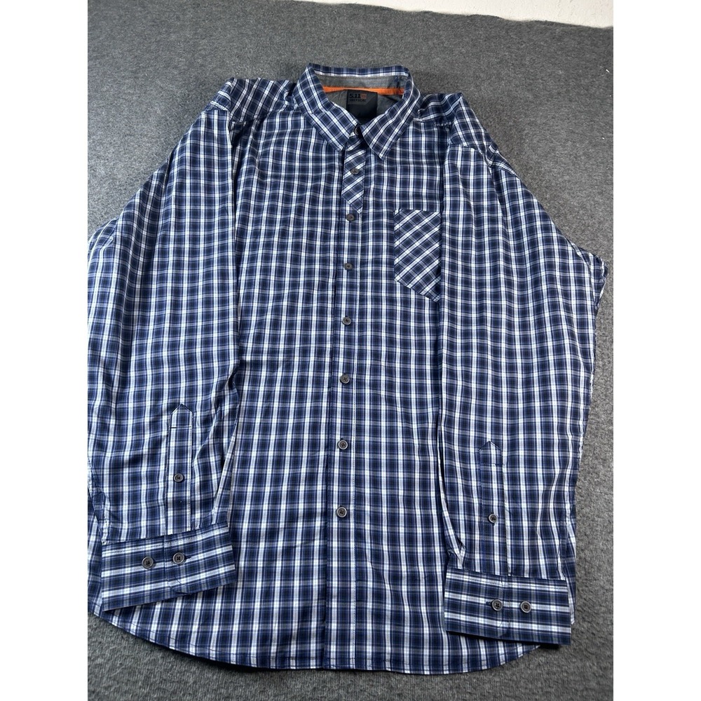 511 Tactical Snap Button Shirt Mens‎ XXL Blue Plaid Long Sleeve Casual - Picture 2 of 7